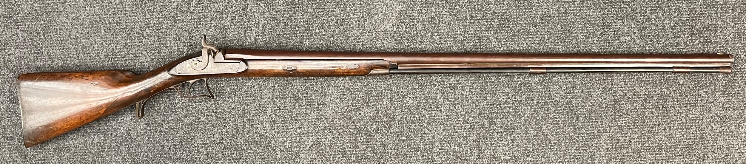 9 Bore Percussion Cap Muzzle Loading Single Barrel Shotgun with 101cm long barrel. No makers mark or