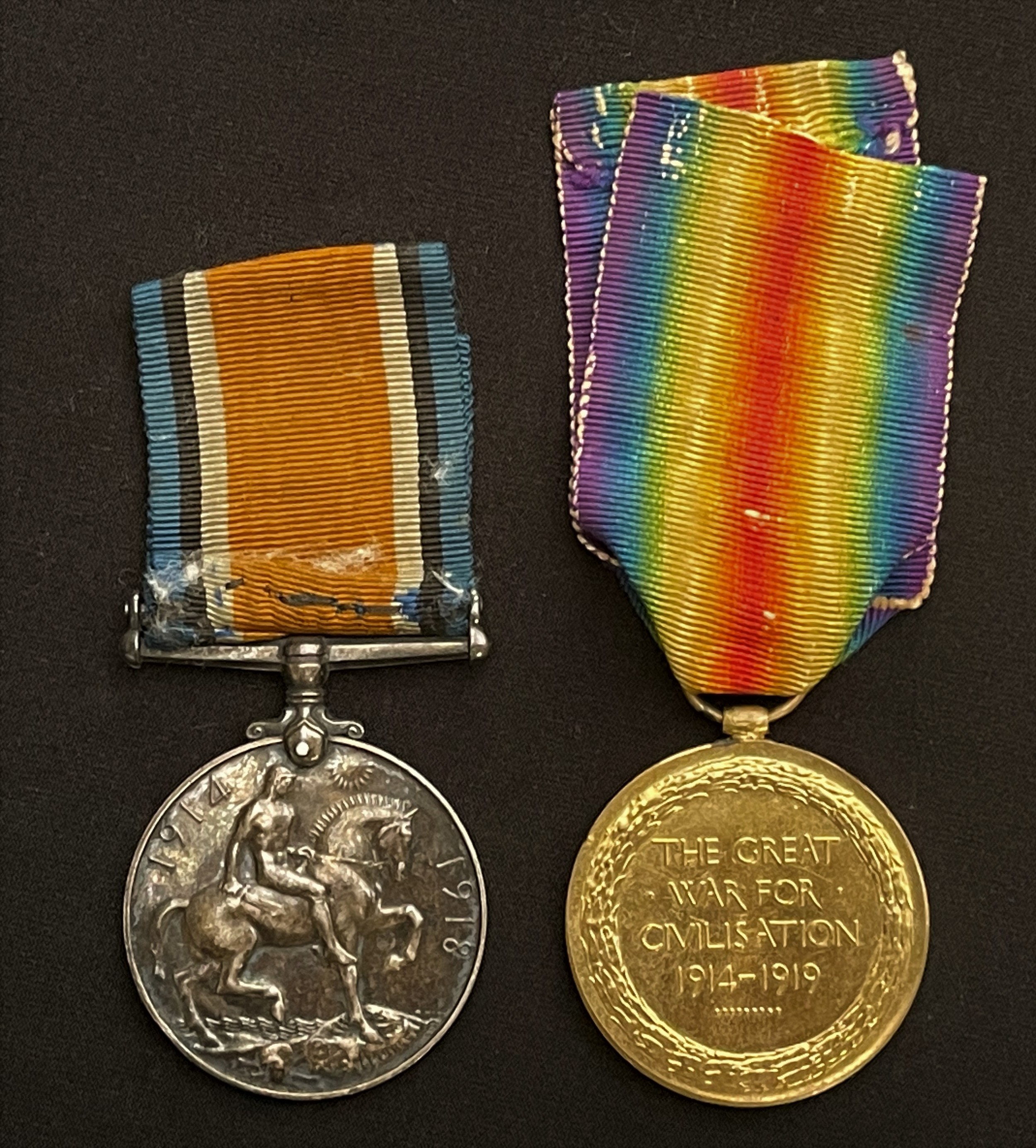 WW1 British War medal to 70613 Pte R Guest, Notts & Derby Regt complete with ribbon and a Victory - Image 2 of 3