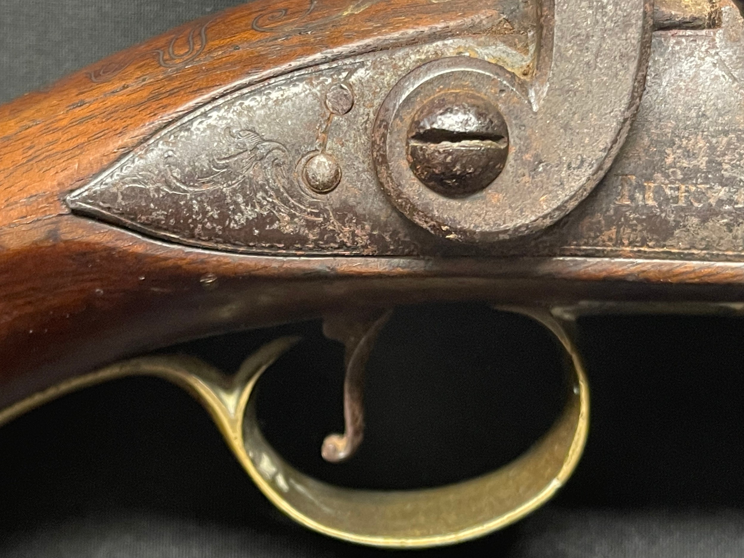 Percussion cap pistol with 190mm long barrel. Bore approx. 16mm. English Proof marks. Action will - Image 4 of 19