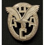 WW2 Third Reich ADAC Allegmiener Deutscher Automobilclub badge in Silver. Hollow back example.