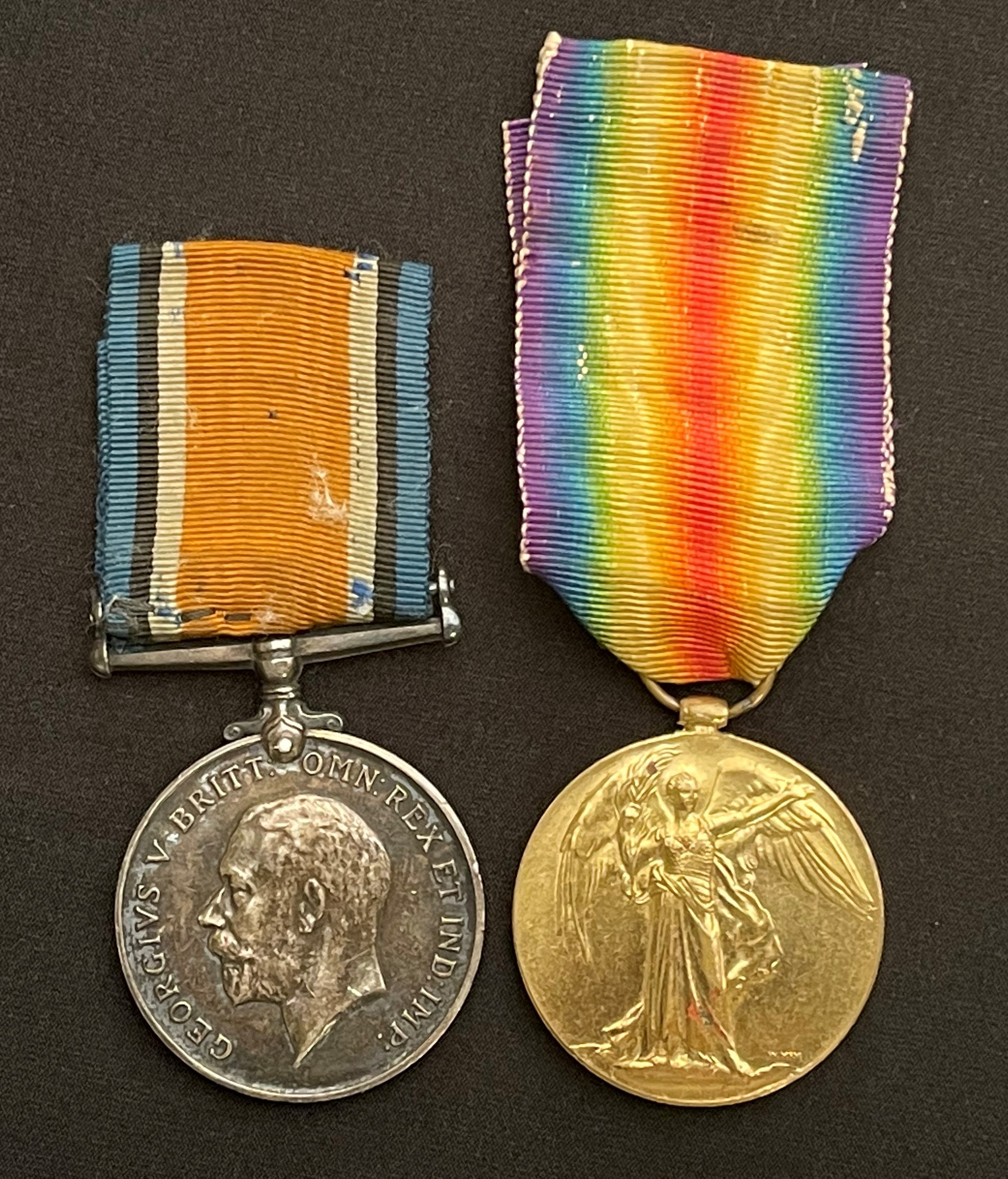 WW1 British War medal to 70613 Pte R Guest, Notts & Derby Regt complete with ribbon and a Victory