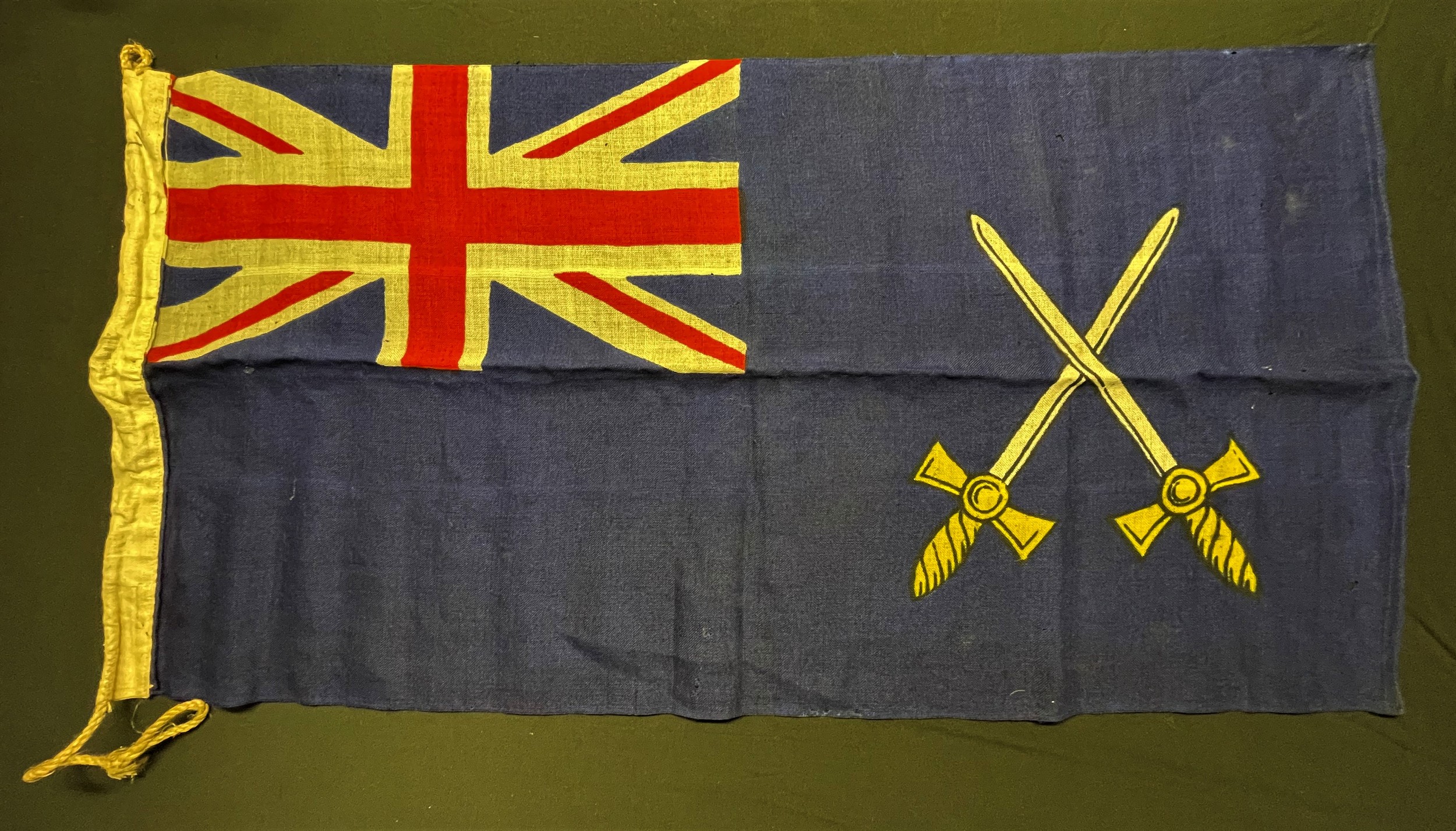 WW2 British Royal Army Service Corps Flag. Screen printed, size 87cm x 44cm. Dated 1944. Faint maker