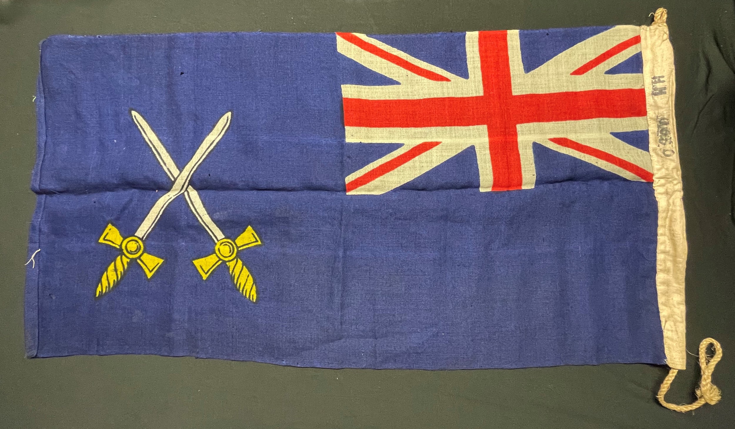 WW2 British Royal Army Service Corps Flag. Screen printed, size 87cm x 44cm. Dated 1944. Faint maker - Image 2 of 6