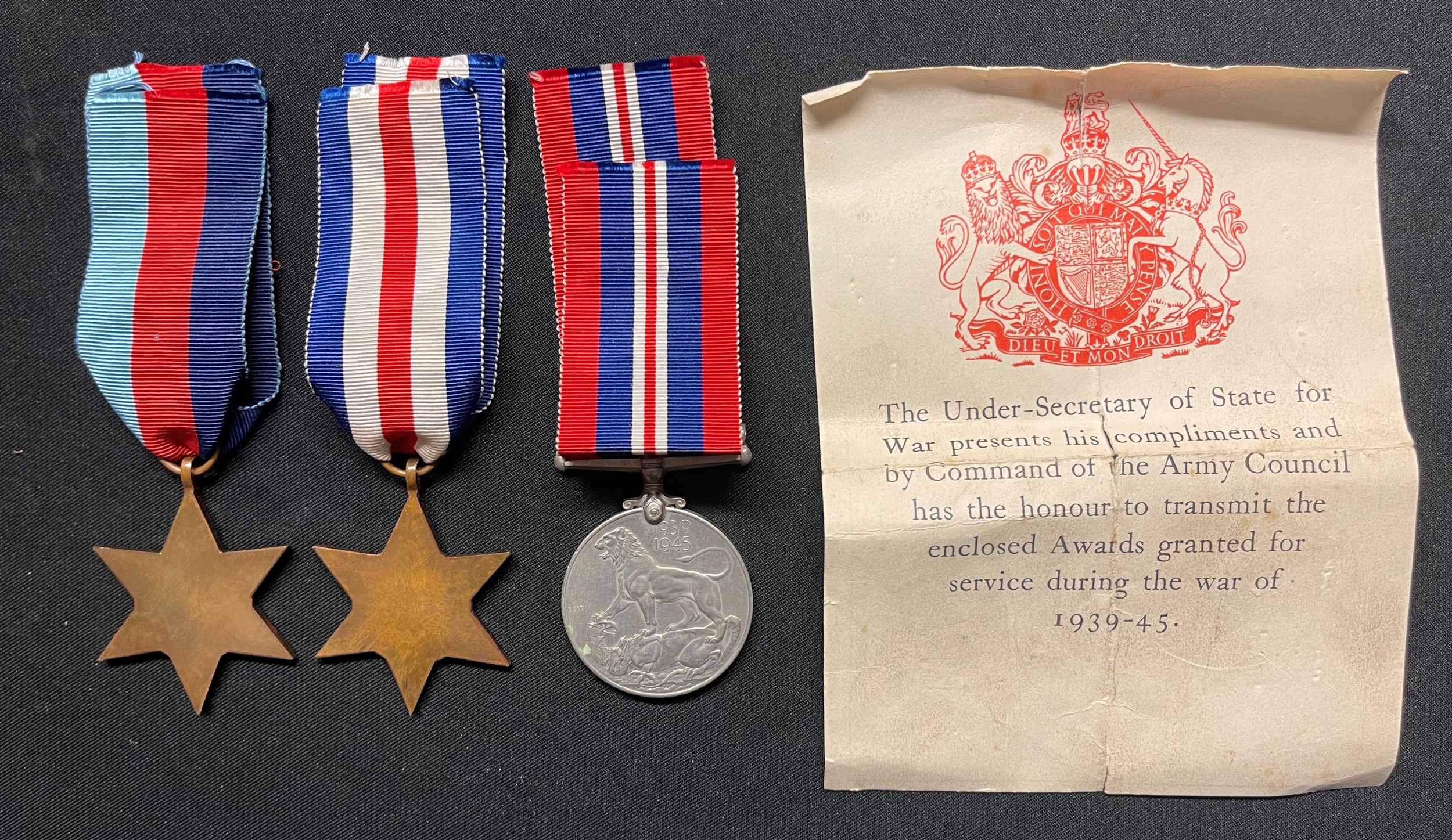 WW2 British medal group comprising of 1939-45 Star, France & Germany Star, War Medal. All with - Image 3 of 3