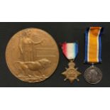 WW1 British Death Plaque and 1914-15 Star and British War Medal to 2990 Pte Herbert Towler, 6th