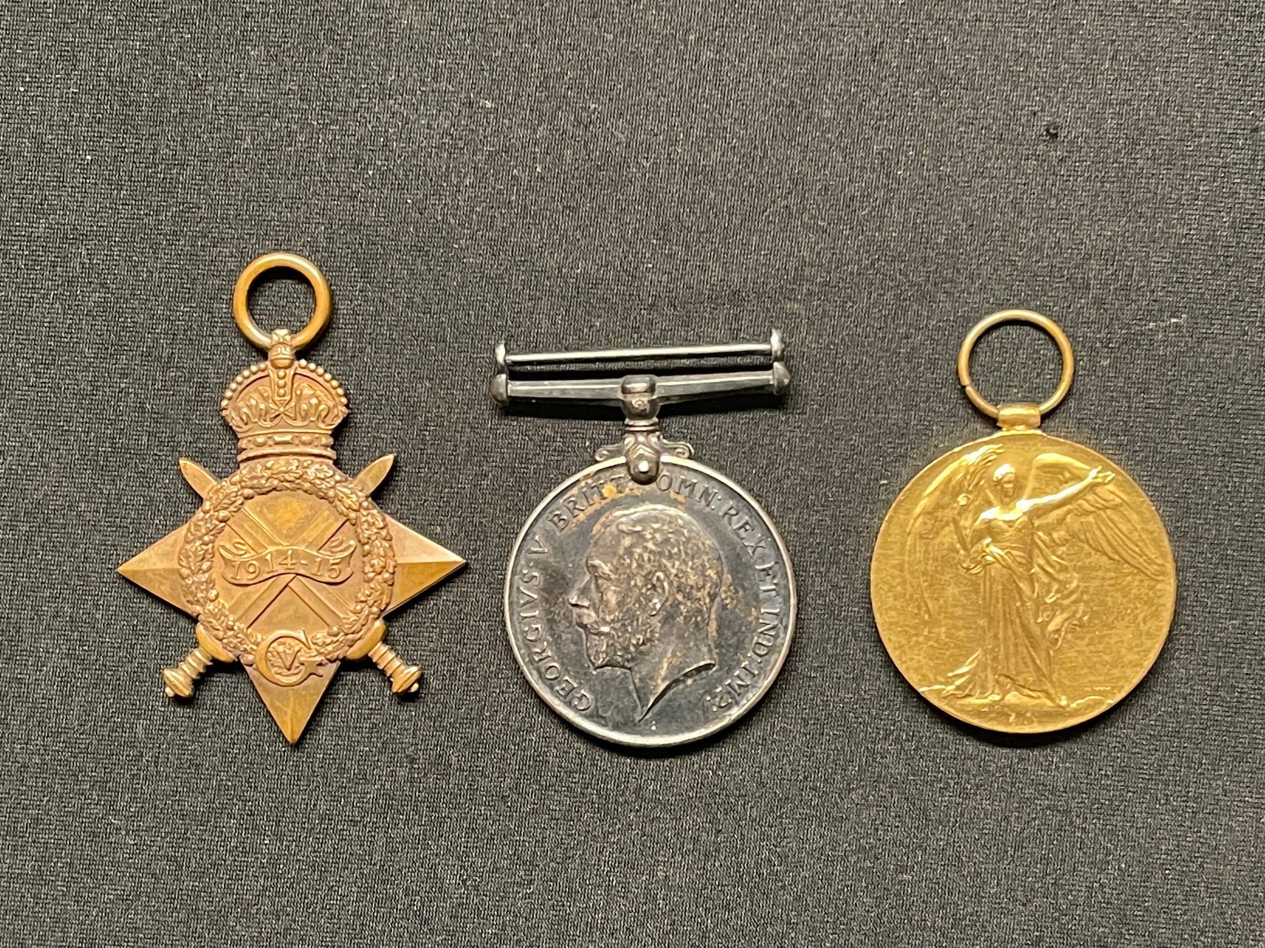 WW1 British Royal Navy medal group comprising of 1914-15 Star, War Medal and Victory Medal to K24784