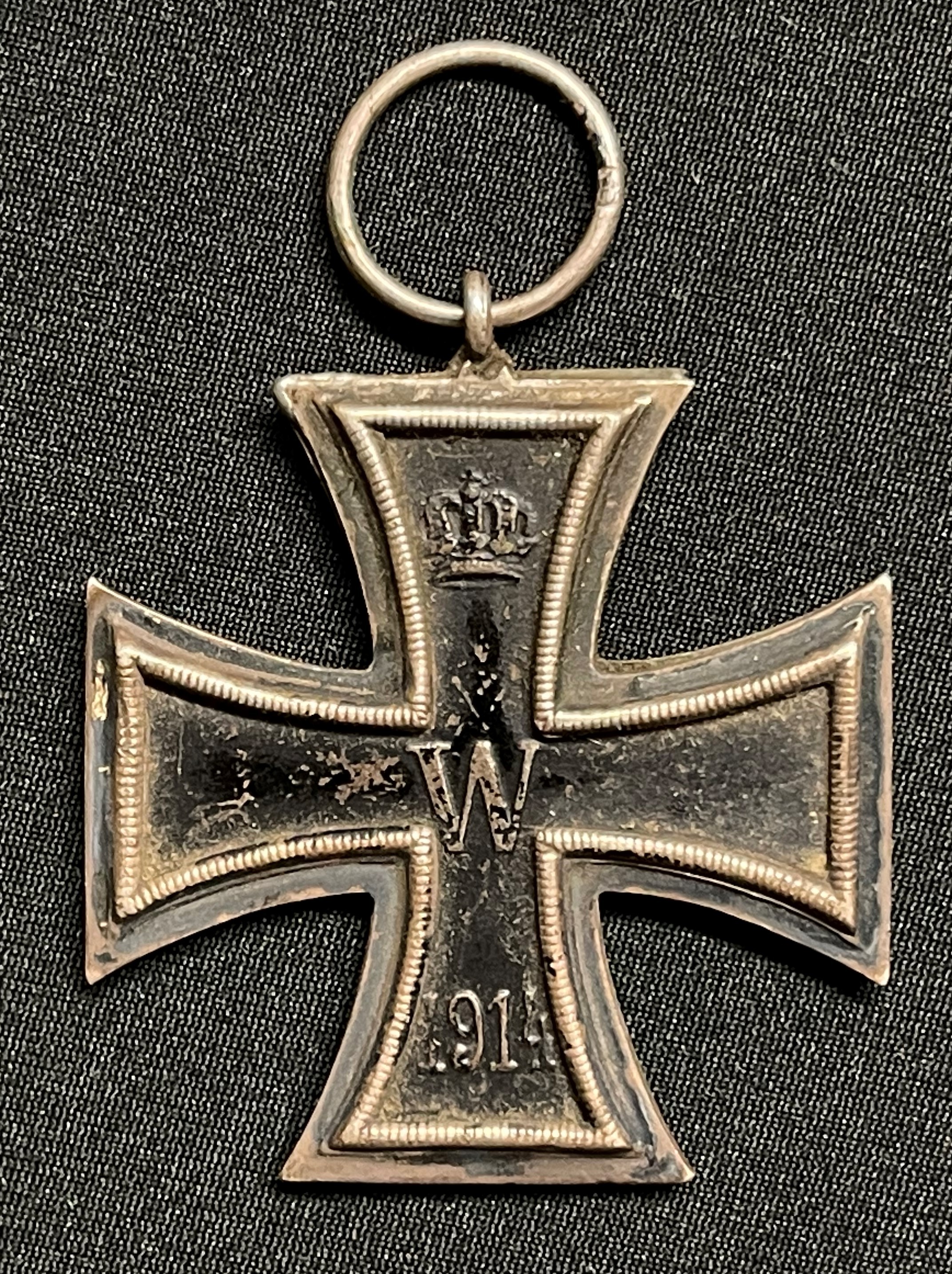 WW1 Imperial German Iron Cross 2nd class 1914. Maker marked to ring "KO". No ribbon.