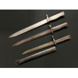 WW1 Imperial German Ersatz bayonet collection comprising of three different examples: First, with