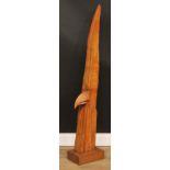 Nigel Griffiths, Firebird, carved wooden sculpture, 131cm Derbyshire cabinet maker Nigel Griffiths