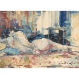 David Naylor (late 20th century) Reclining Nude signed, oil on canvas, 31cm x 41cm