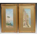 Italian Grand Tour School (late 19th/early 20th century) A pair, The Bay of Naples indistinctly