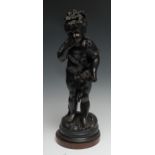 A. Bergeron (French, late 19th century), a dark-patinated bronze, Smelling the Roses, signed in