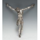 A 19th century silvered bronze corpus Christi, 26cm long