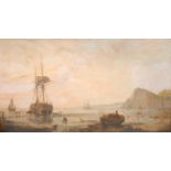 C.E. Strong (British Marine Artist, mid-19th century) The South Coast at Sunset signed, oil on