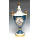 A Lynton two handled pedestal ovoid table lamp, decorated by Stefan Nowacki, signed, painted with