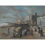 John Cundy (Contemporary) Victorian Seaside Town signed, mixed media on paper, 35cm x 44cm