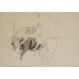 Attributed to Dame Laura Knight Groom and Horses bears monogram LK, attributed, titled, and dated
