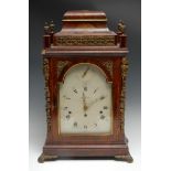 A George III gilt-metal mounted mahogany musical bracket clock, 20cm arched enamel dial inscribed