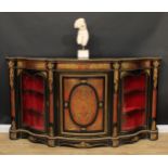 A 19th century gilt metal mounted Boulle and ebonised credenza, slightly oversailing serpentine