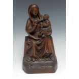 A North European oak carving, Madonna and Child, 29cm high, 19th century