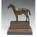 Andre (early 20th century), a brown-patinated equestrian bronze, of a horse, variegated and black