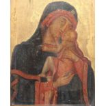 Eastern Orthodox School (18th century) An Icon, Madonna and Child oil on oak panel, 17.5cm x 13.5cm
