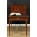 A 19th century brass mounted rosewood clerk's desk or writing table, the superstructure with a