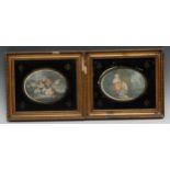 Interior Decoration - a pair of George III furnishing prints, inset pastoral hand-coloured stipple