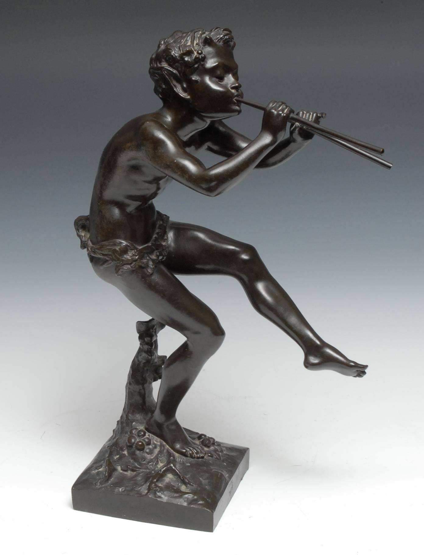 Édouard Drouot (1859-1945), a brown patinated bronze, Pan, signed in the maquette, 46cm high - Image 3 of 3