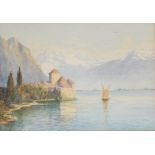 Clifford George Blampied (1875 - 1962) A pair, The Italian Lakes signed, watercolours, 24.5cm x 34.