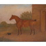 English School (19th century) A Horse and a Dog in a Stable Yard oil on canvas, 42cm x 52cm