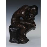 In the manner of Auguste Rodin, a large bronze, The Thinker or Le Penseur, 54cm high
