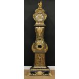 A Louis XV style gilt metal mounted brass marquetry clock, 24cm circular dial set with Roman