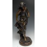 Charles Georges Ferville-Suan (1847 - 1925), a brown patinated bronze, Automne, signed in the