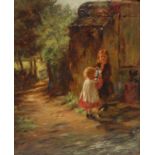 English School (late 19th century) Taking Refreshment, children in a rural setting oil on canvas,