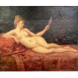 Italian School (19th century) Study of a Female Nude, reclining with a looking-glass in her hand