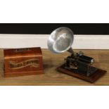 An early 20th century Paillards of Switzerland Echophone, letters in gilt, walnut case, 33cm wide,