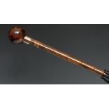 A George V 12.5ct gold, tortoiseshell and bamboo parasol umbrella, by Brigg of London, stamped,