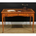 A 19th century French kingwood bureau plat, in the Louis XV Revival taste, rounded rectangular top