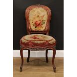 A 19th century French rosewood side chair, indistinctly stamped, possibly Lexcellent Ainé, curved