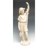 Italian School (second-half, 19th century), an alabaster sculpture, of a youthful fisherman,