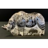 A Royal Crown Derby paperweight, Steampunk Platinum Rhino, gold stopper, printed mark