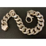 A Gentleman's heavy weight silver curb link bracelet, 24cm long, 91g gross