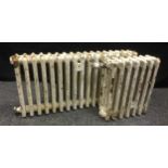 A Vintage cast iron radiator, approx 90cm x 42cm x 14cm another smaller (2)