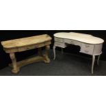 A 20th century breakfront side table; 70cm high, 113cm wide; a French dressing table, 74cm high,
