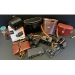 A pair of Carl Zeiss Jena Jenoptem 7x50W binoculars; others Deltrintem 8x30; cameras, coins, etc