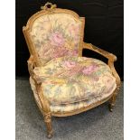 A 19th century Louis XV style giltwood parlour chair.