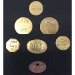 Railwayana - a LNWR octagonal token, No 165; others Great Western Railway, L.M.R Saltley, LNW etc (