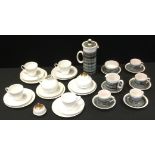 A 1960s Briglin pottery coffee set; Rosenthal lace pattern part tea set etc