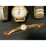 Watches & Jewellery - a 9ct gold cased ladies bracelet watch, ornate bracelet strap, 10.5g gross;